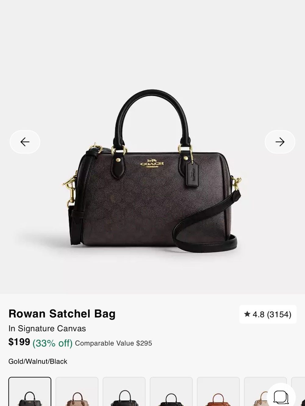 Coach Rowan Satchel - Walnut with Black Trim